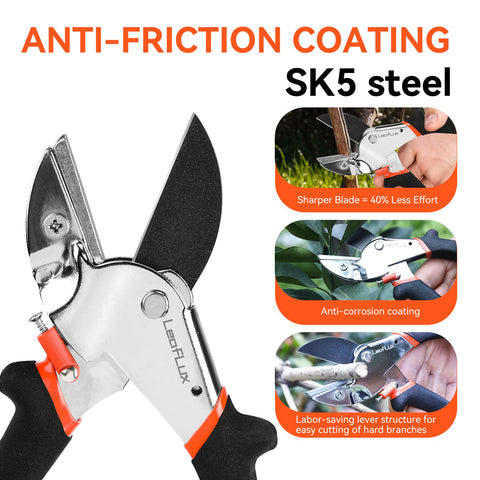 LeafLux heavy-duty anvil pruner grip demonstrating ergonomic non-slip handle
