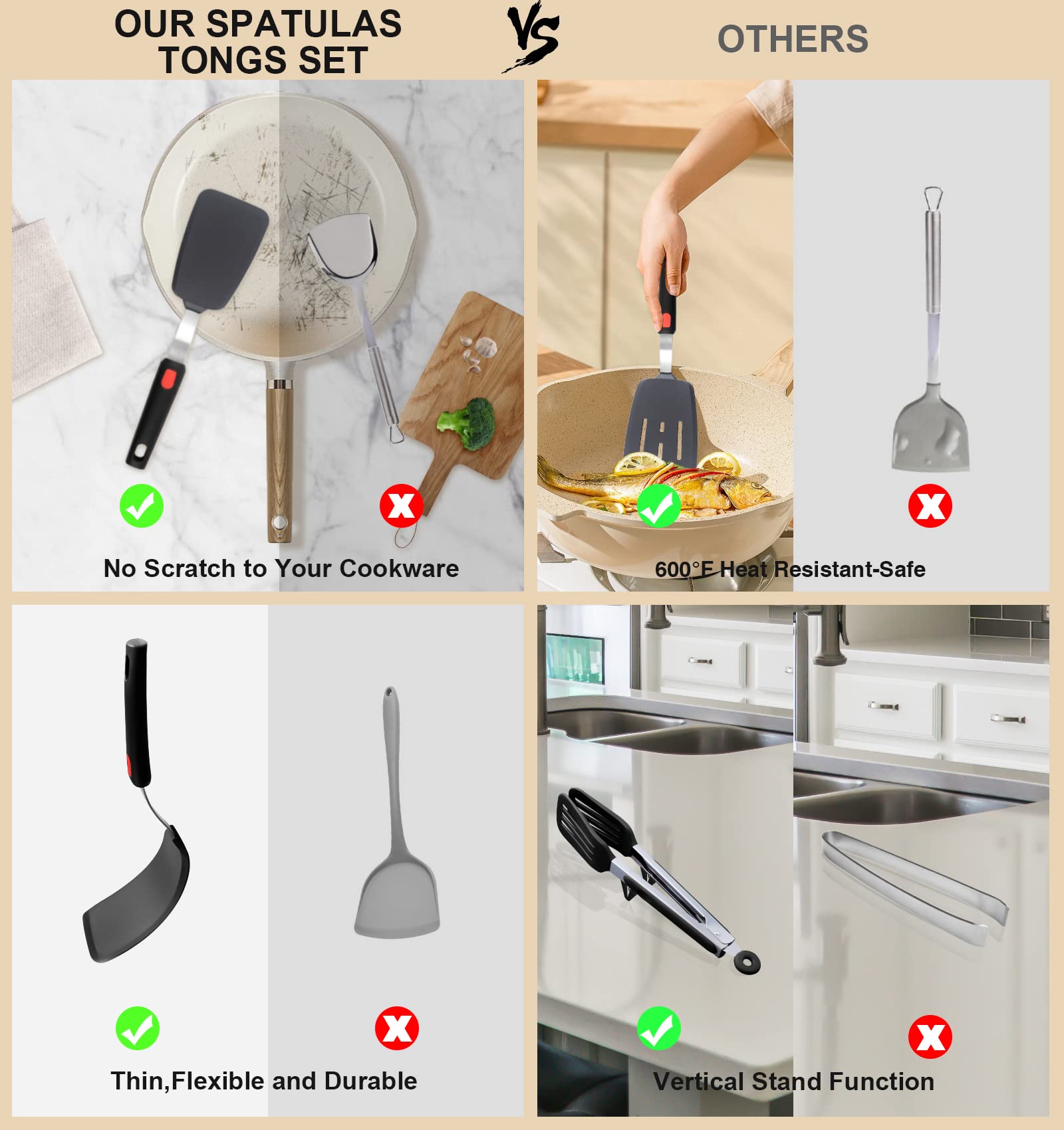 Leakind heat-resistant up to 600°F for high-heat cooking