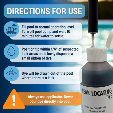 Leakmaster high-visibility dye blue and yellow for clear underwater detection