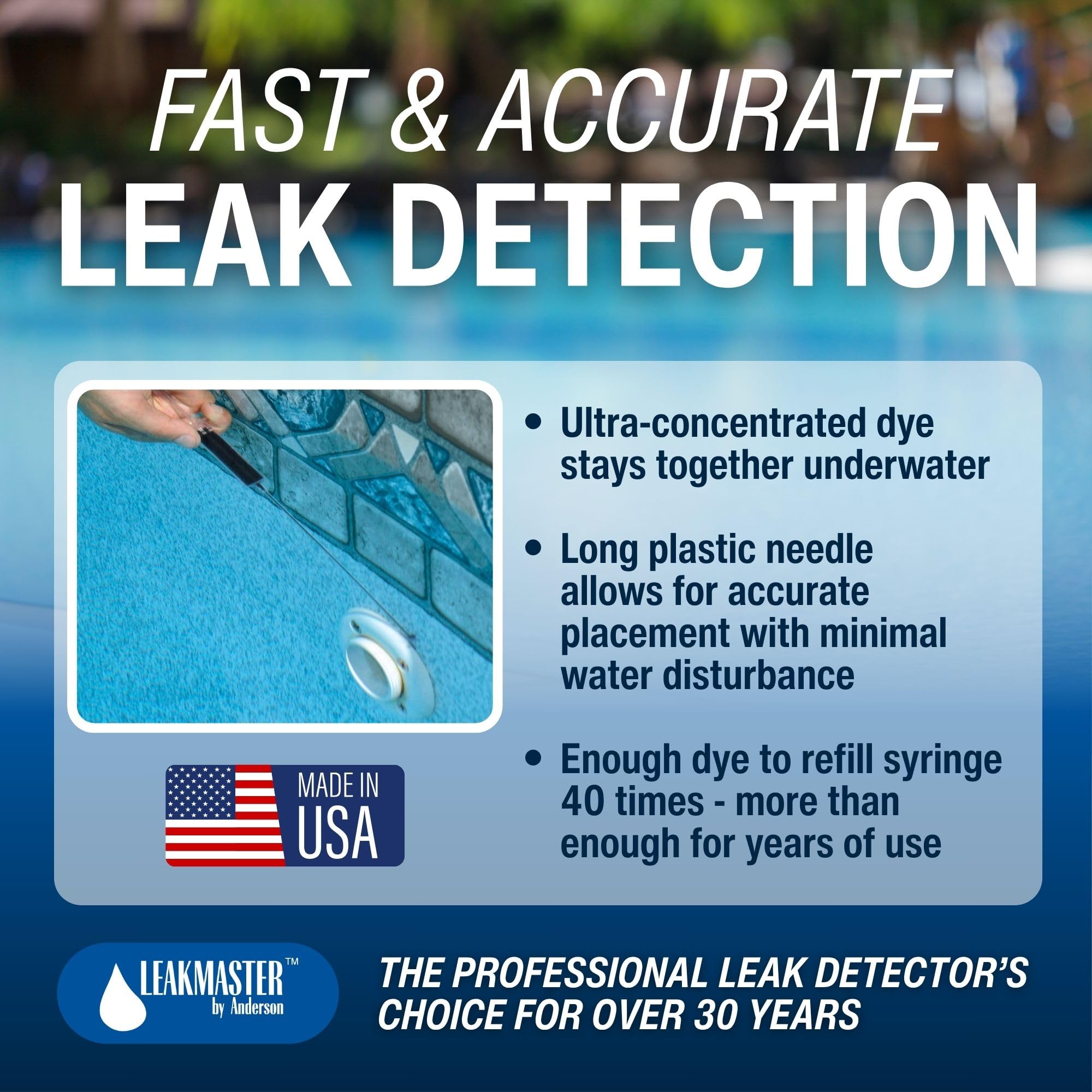 Leakmaster refillable syringe 6ml with extension straw for targeted dye application