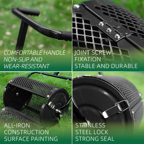 Leanaco heavy-duty compost spreader with adjustable handle for comfortable use.
