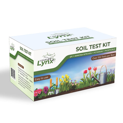 Leaping Lynx complete soil test kit color chart shows nutrient balance for accurate adjustments.