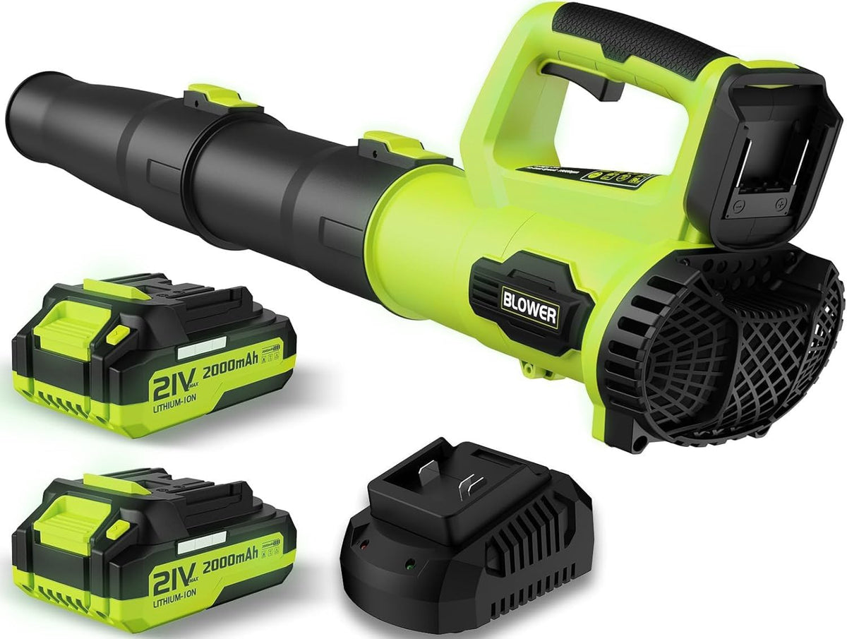 LEAPUL leaf blower with two batteries for uninterrupted yard cleaning