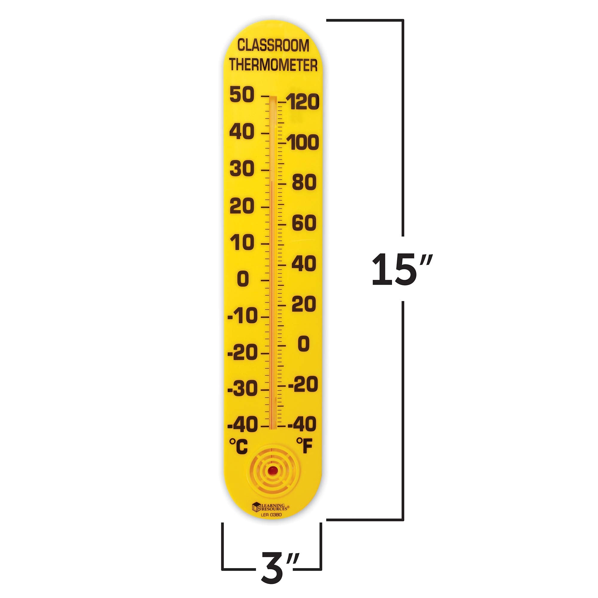 Learning Resources Classroom Thermometer indoor and outdoor use in classrooms with durable design.
