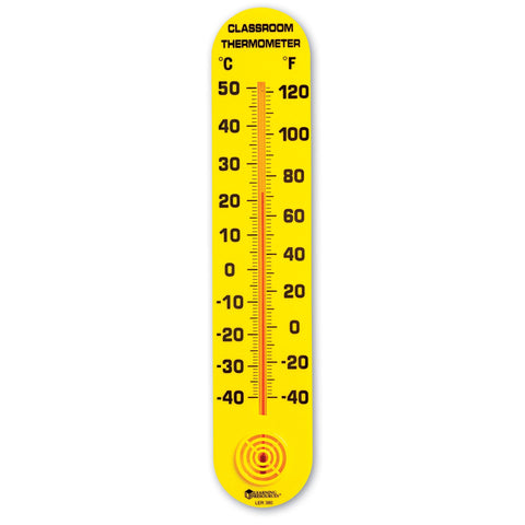 Learning Resources Classroom Thermometer wall-mounted display helps students read temperatures.