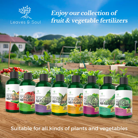 Leaves and Soul multi-purpose garden kit highlights versatile feeding for peppers and crops.