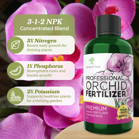 Leaves and Soul orchid nutrition supporting seedling and mature plant growth.
