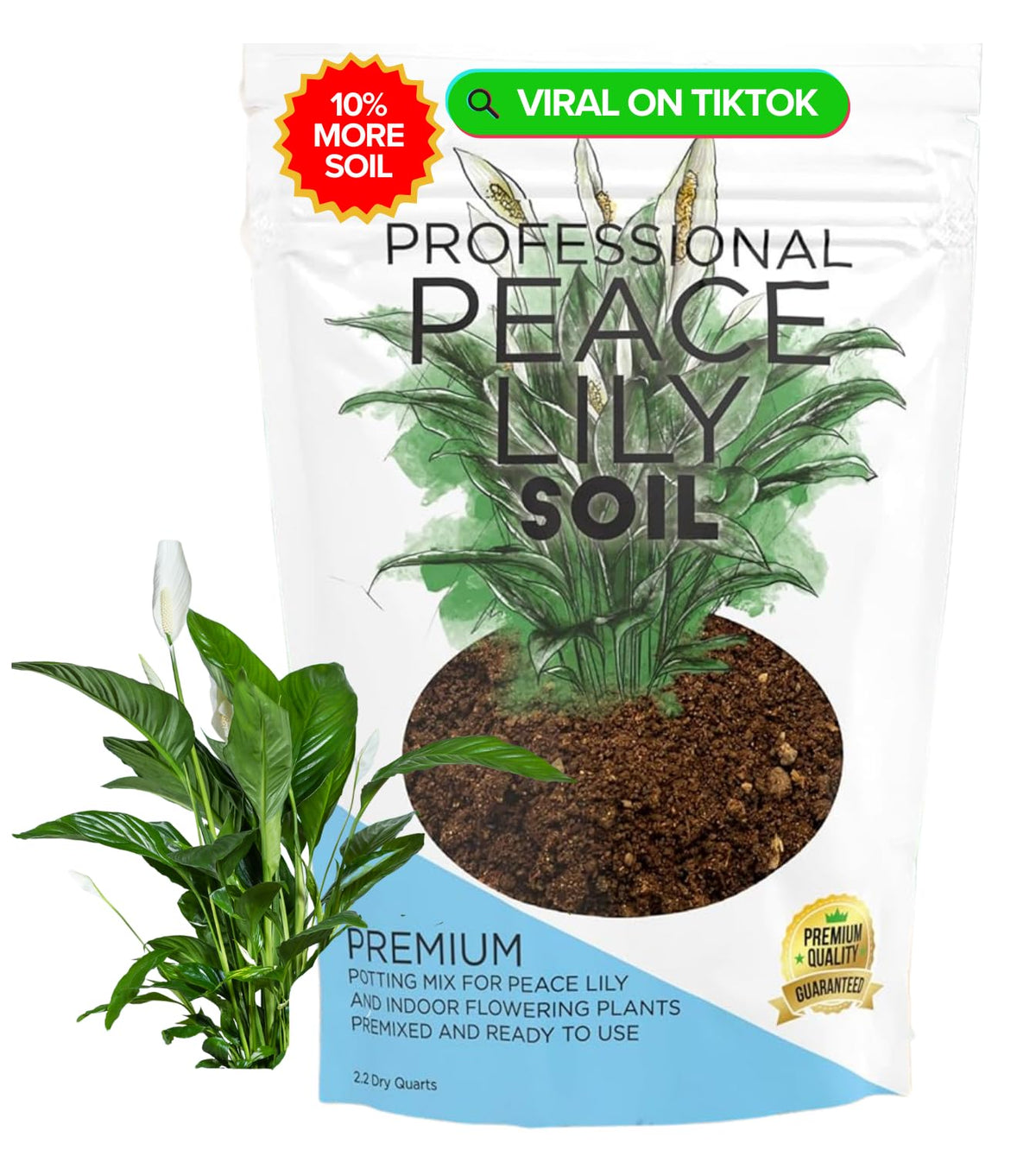Leaves and Soul Peace Lily Soil bag front view ready-to-use indoor care