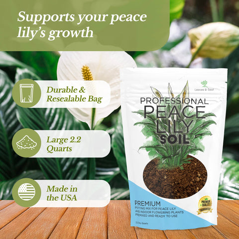Leaves and Soul Peace Lily Soil ingredients closeup balanced mix for healthy roots