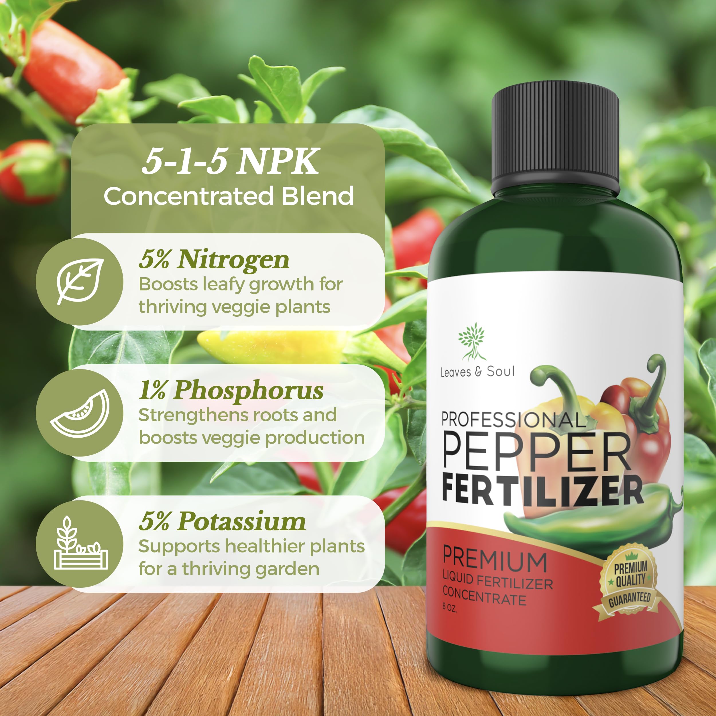 Leaves and Soul pepper plants show healthy foliage after liquid fertilizer use.