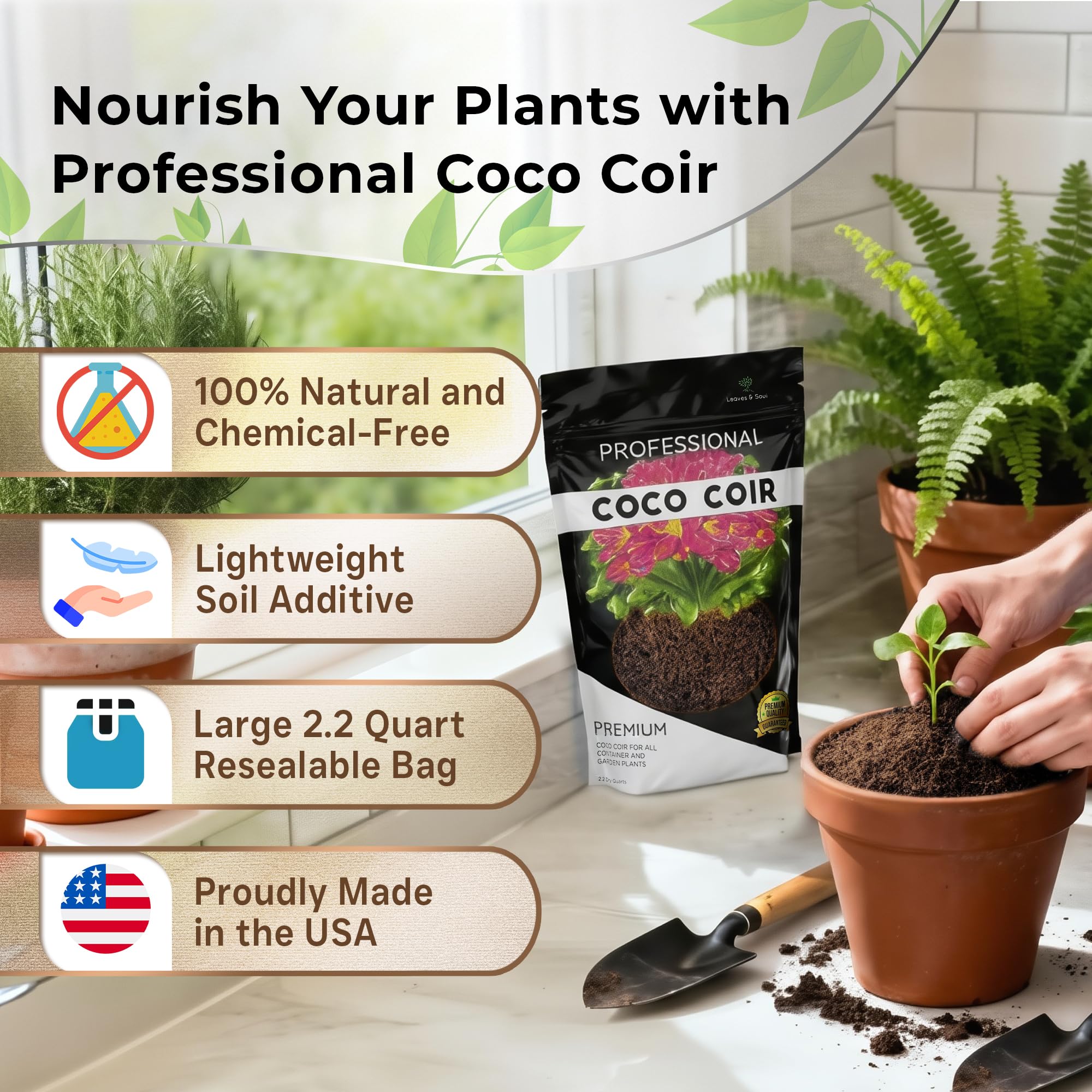 Coco coir raw texture highlighting aeration and moisture control.