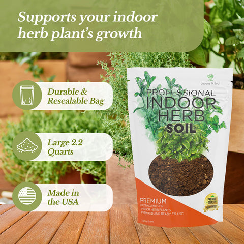 Leaves and Soul ready-to-use soil mix for quick indoor herb planting