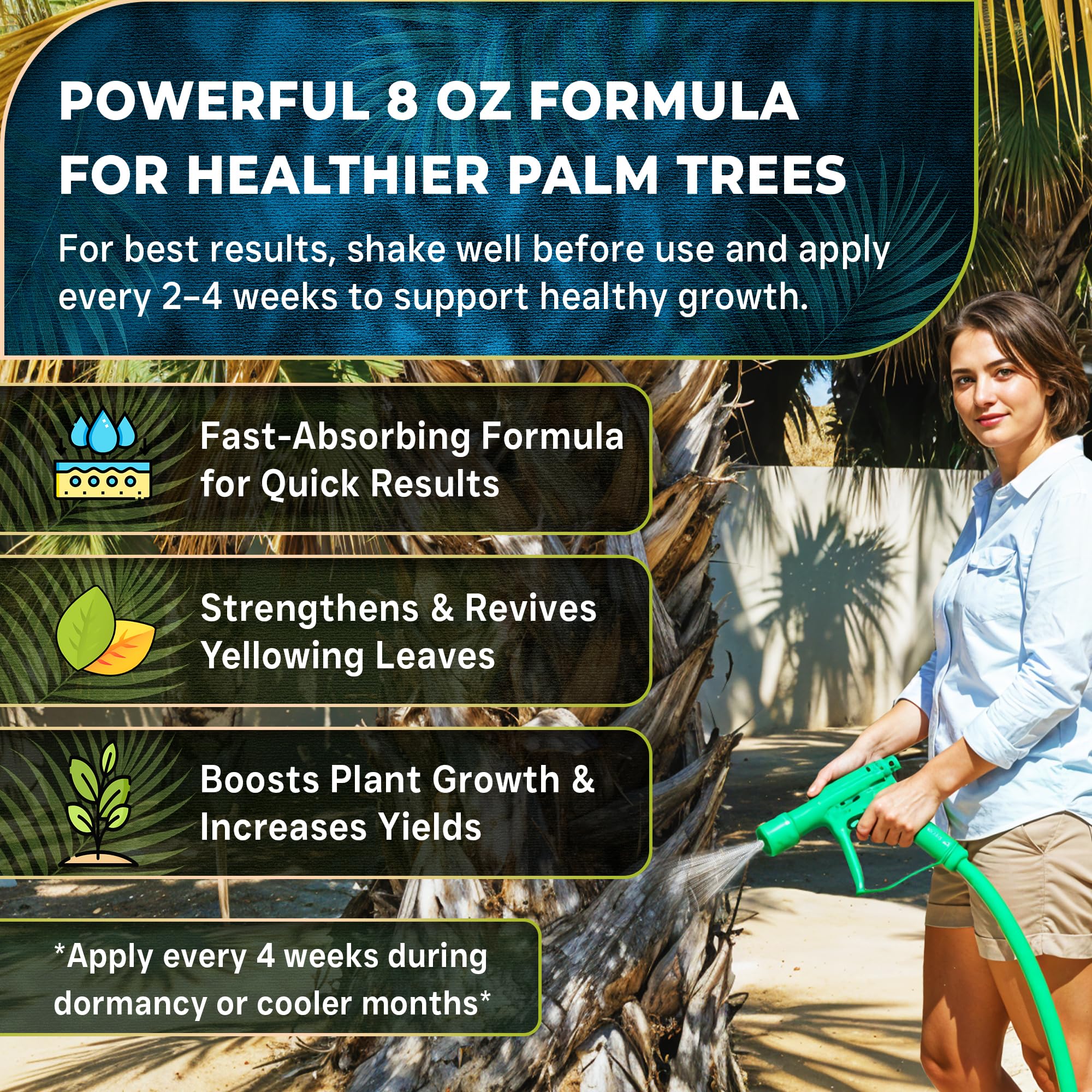 Leaves and Soul root-drench supports healthier roots for container palms.
