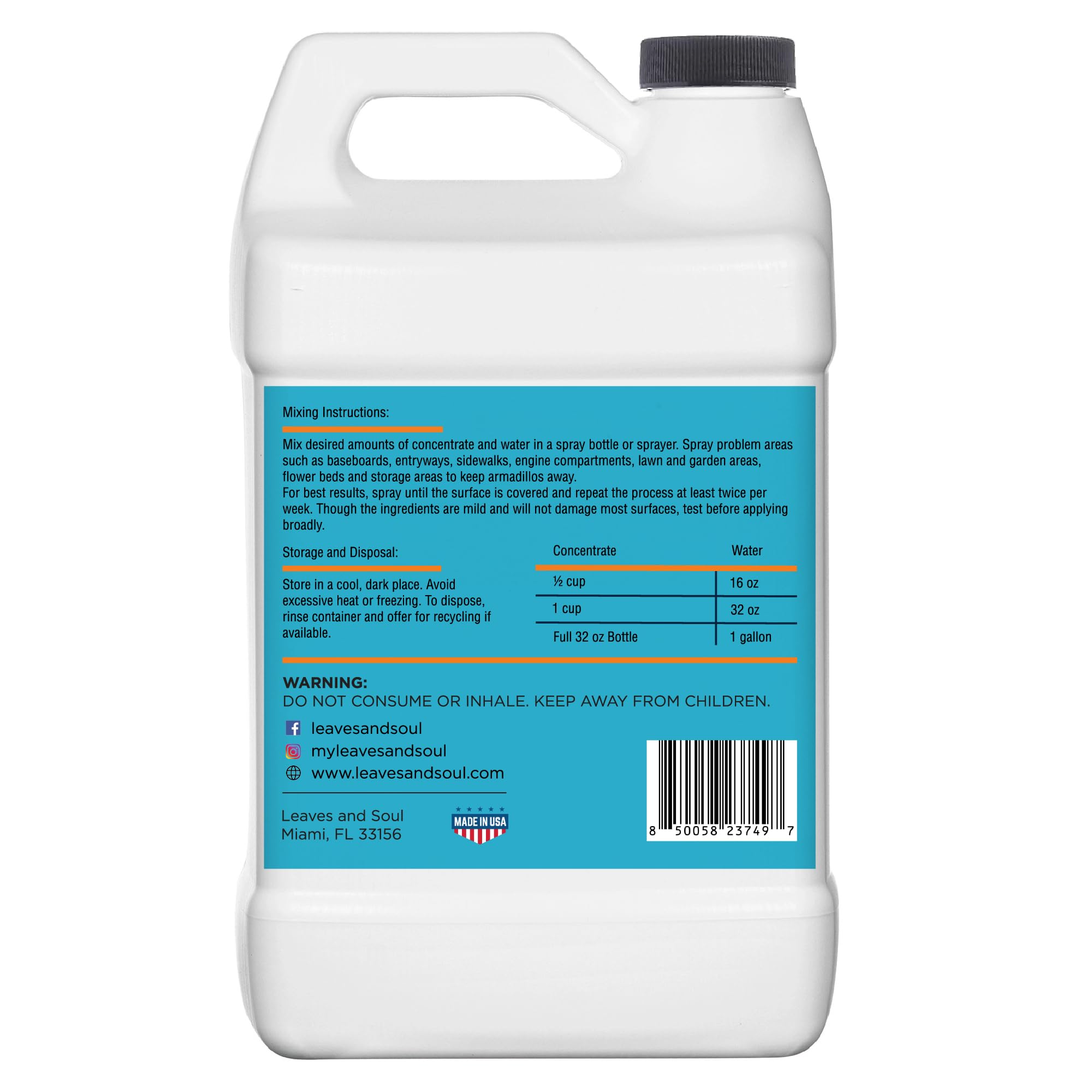 Leaves and Soul VarmiPro concentrate label shows ingredients and usage for safe garden protection.