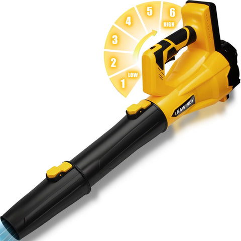 LEAWINDY cordless blower with DeWalt 20V max compatibility for flexible power options.