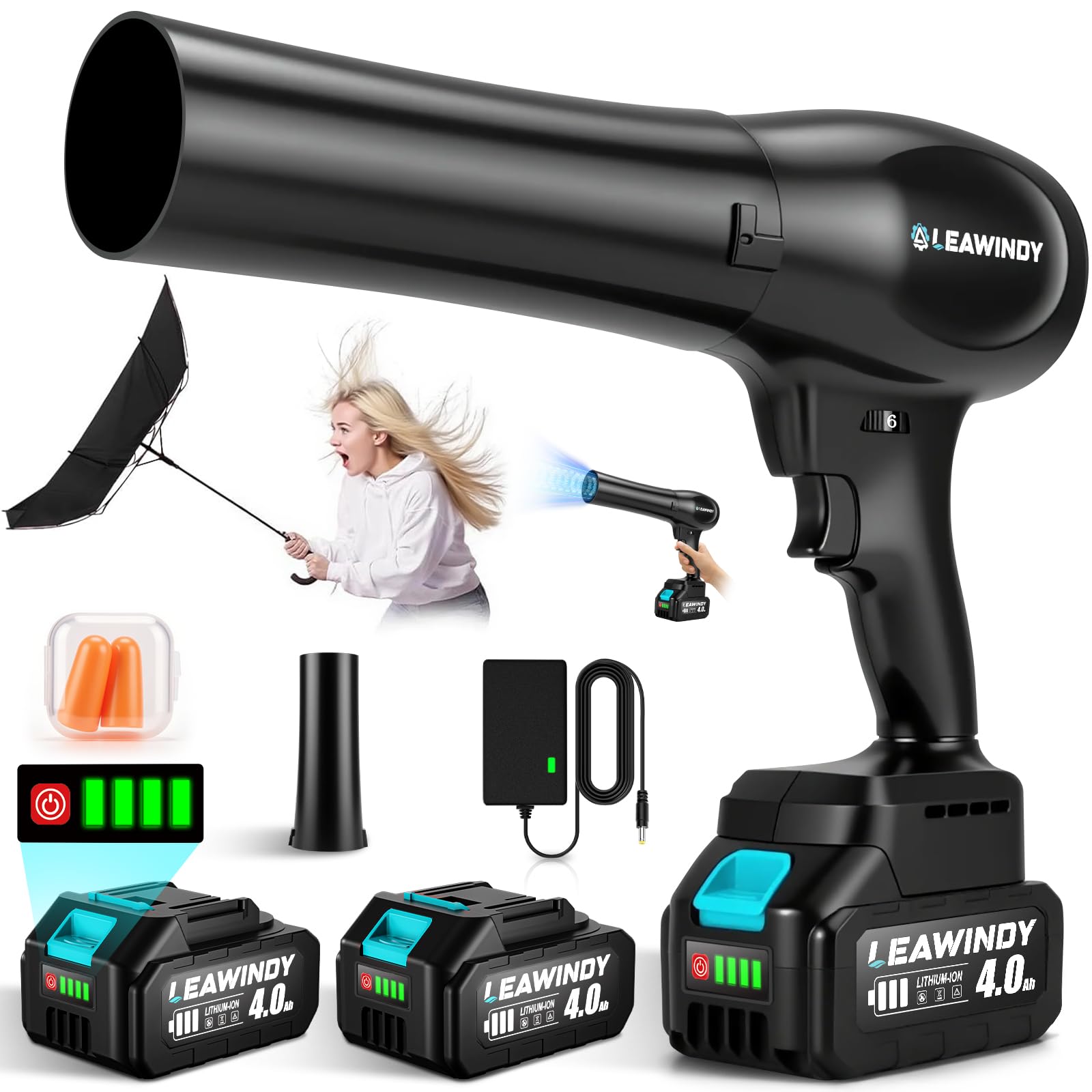 LEAWINDY cordless leaf blower with battery pack for unrestricted outdoor cleanup