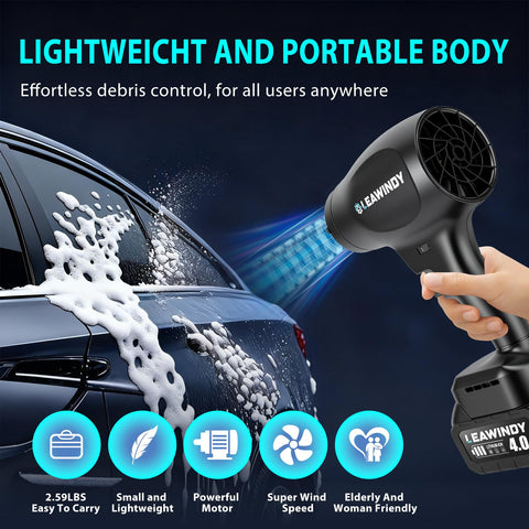 LEAWINDY ergonomic handheld blower reduces arm fatigue during tasks