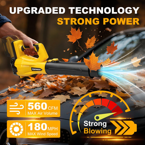 Six-speed variable control to adapt power for leaves, dust, and debris.