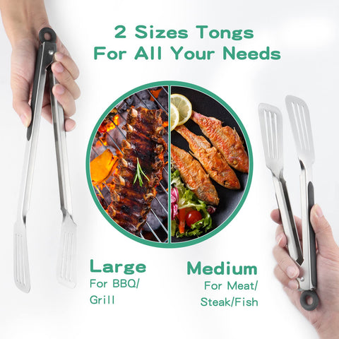 Lebabo 12-inch grill tongs with strong control for thick cuts