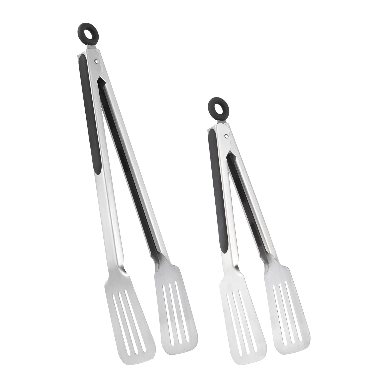 Lebabo metal tongs 9-inch slotted spatula head for precise flipping and turning