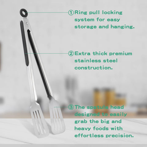 Lebabo tongs ideal for flipping and turning meats on the grill