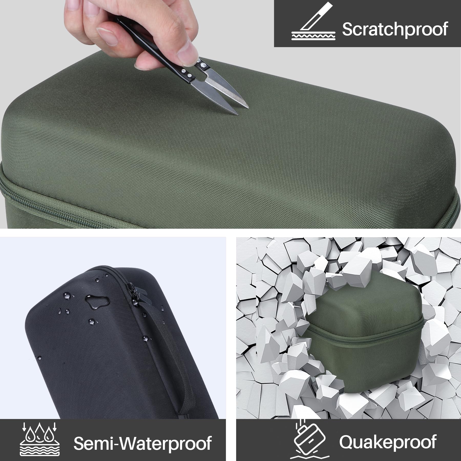 Lebakort green case hand carry handle for easy transport.