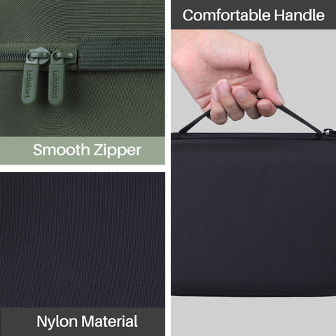 Lebakort green case lower compartment secures device firmly.