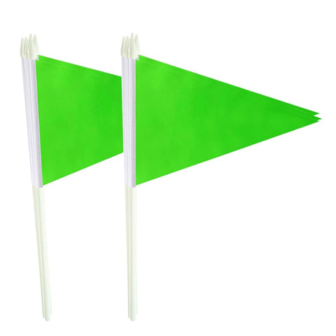 Lebei 12-pack small green pennant flags for DIY decor and celebrations.