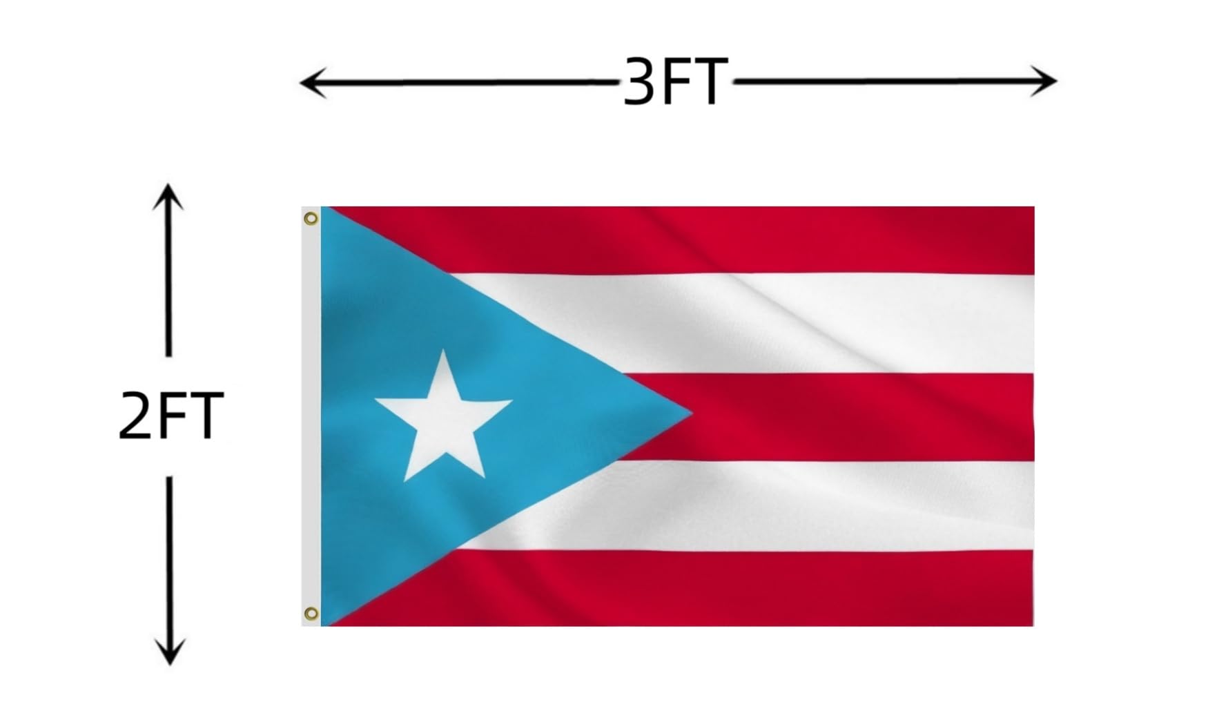 LEBLEBALL 2x3 ft Puerto Rico flag side view with vivid color and sturdy build for outdoor use
