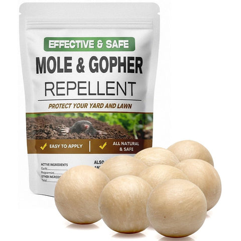 LEBMP Mole Repellent granules spread on lawn to deter moles.