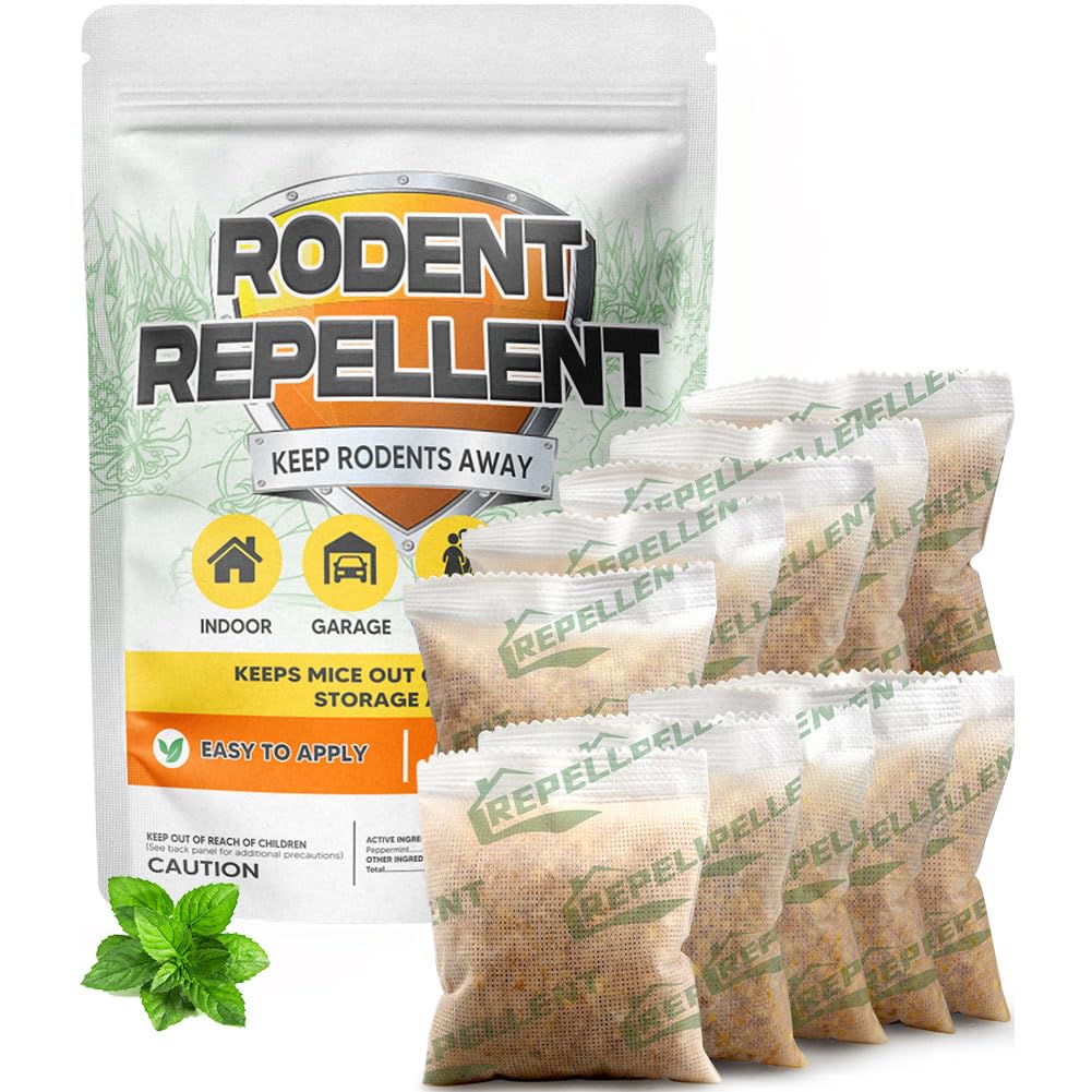 LEBMP rodent repellent pouches, 10-pack for garage protection against mice