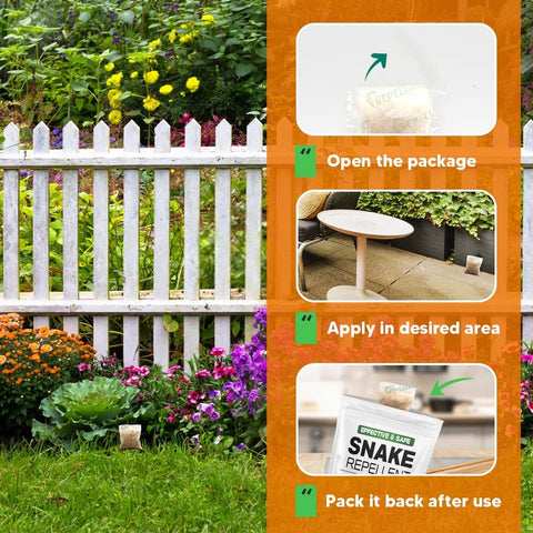 Product image shows natural, plant-derived ingredients for a pet-friendly outdoor deterrent.