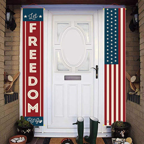LeChamp Independence Day garden banner, bright red white blue colors to boost festive atmosphere.