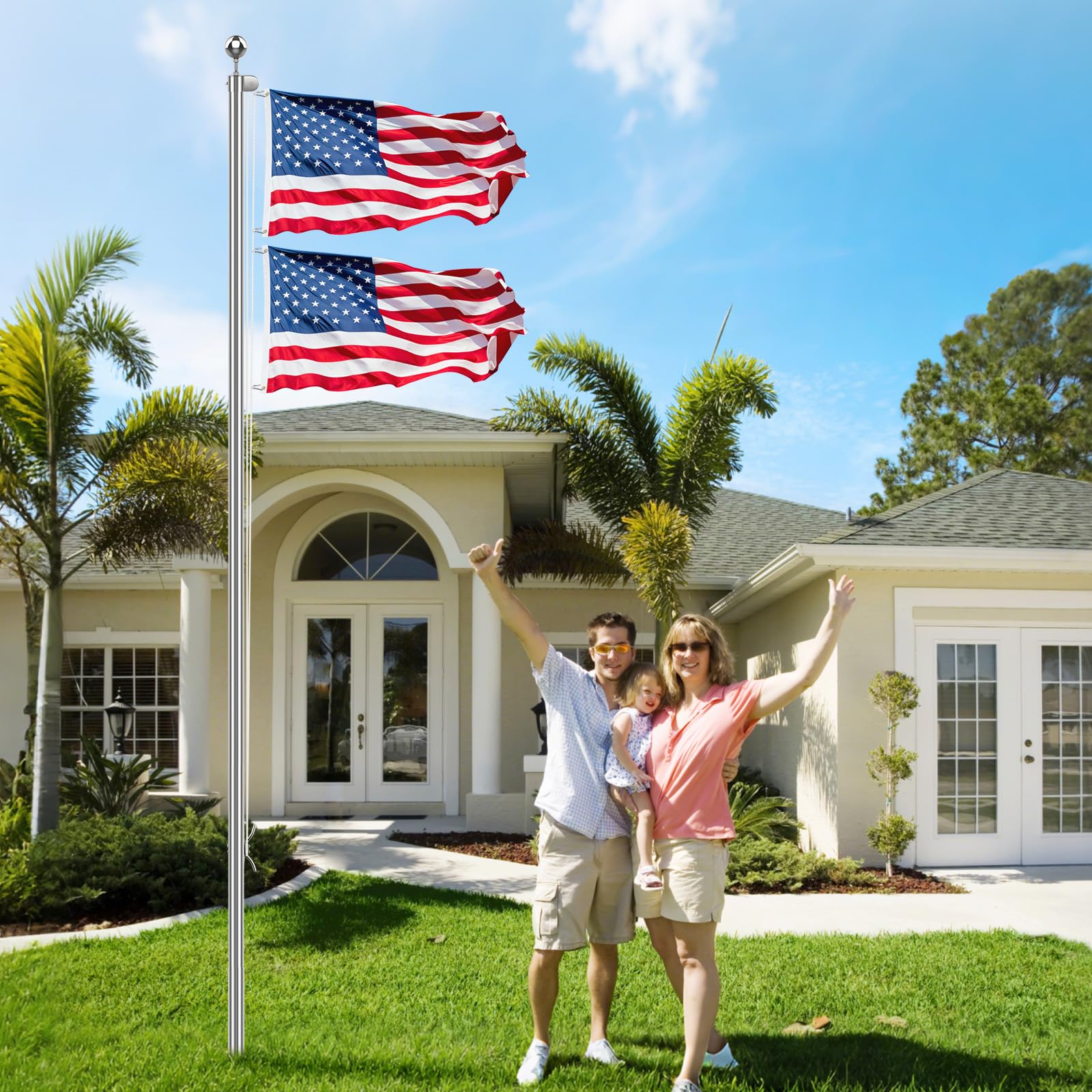 Lechansen mirror-finish stainless steel reflects a dignified patriotic mood