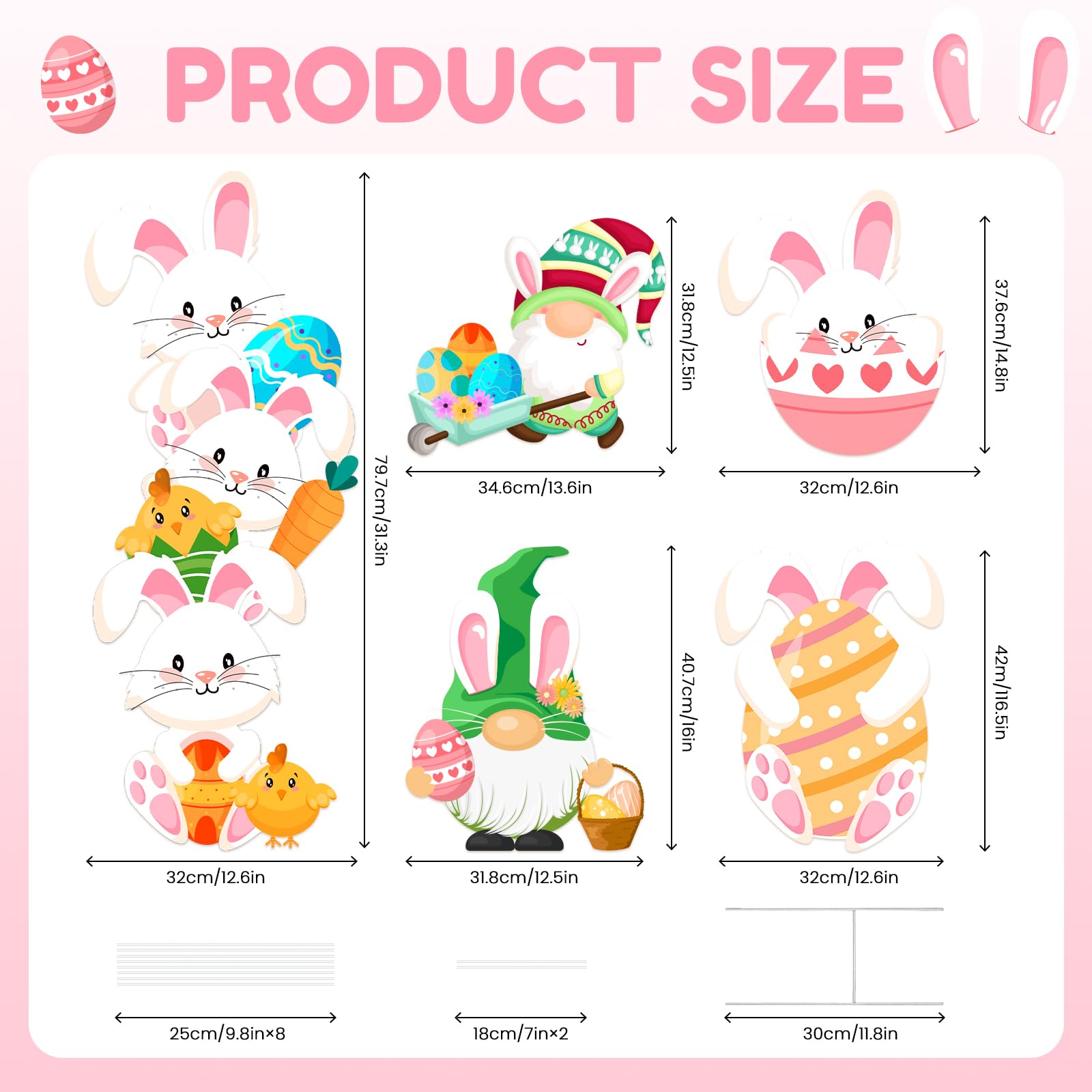 Lecheme Easter yard sign-gnome-bunny adds playful charm to garden and front yard.