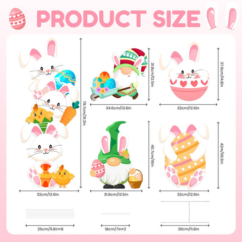 Lecheme Easter yard sign-gnome-bunny adds playful charm to garden and front yard.