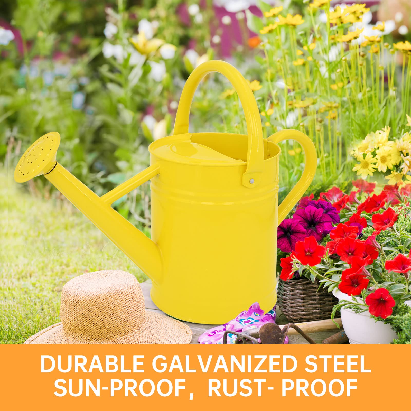 Lechloris decorative-yellow planter can doubles as bright outdoor decor and plant display