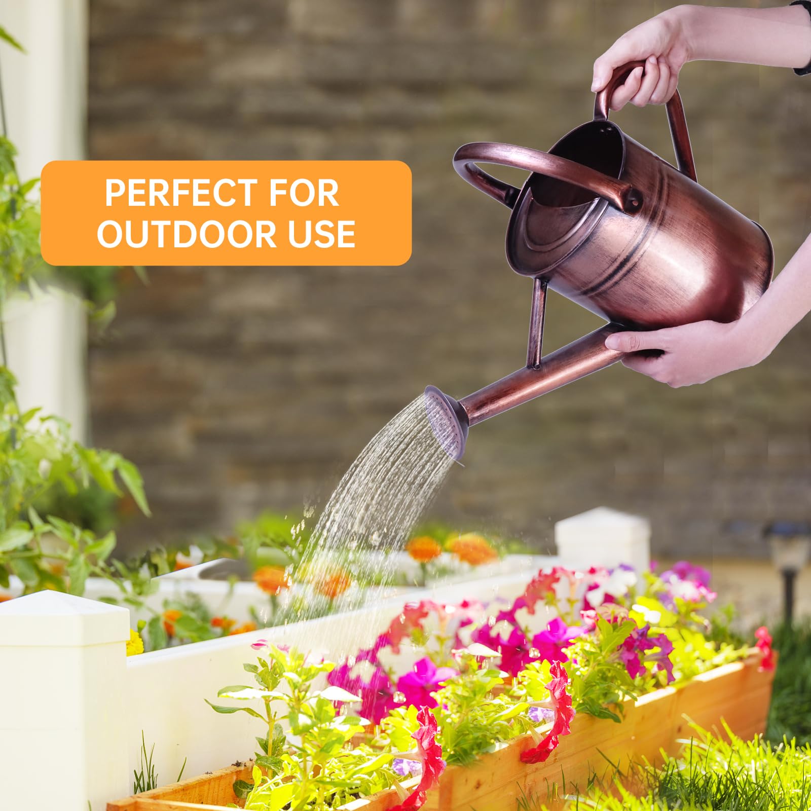 Lechloris long-spout watering can reaches hanging plants with ease