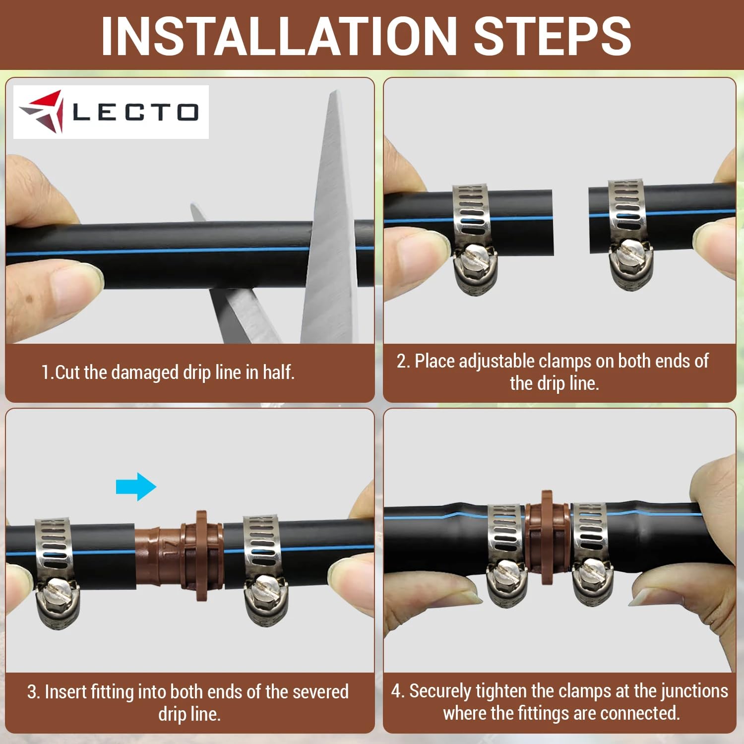 LECTO Universal 304 grade clamps securing tubing for a tight seal