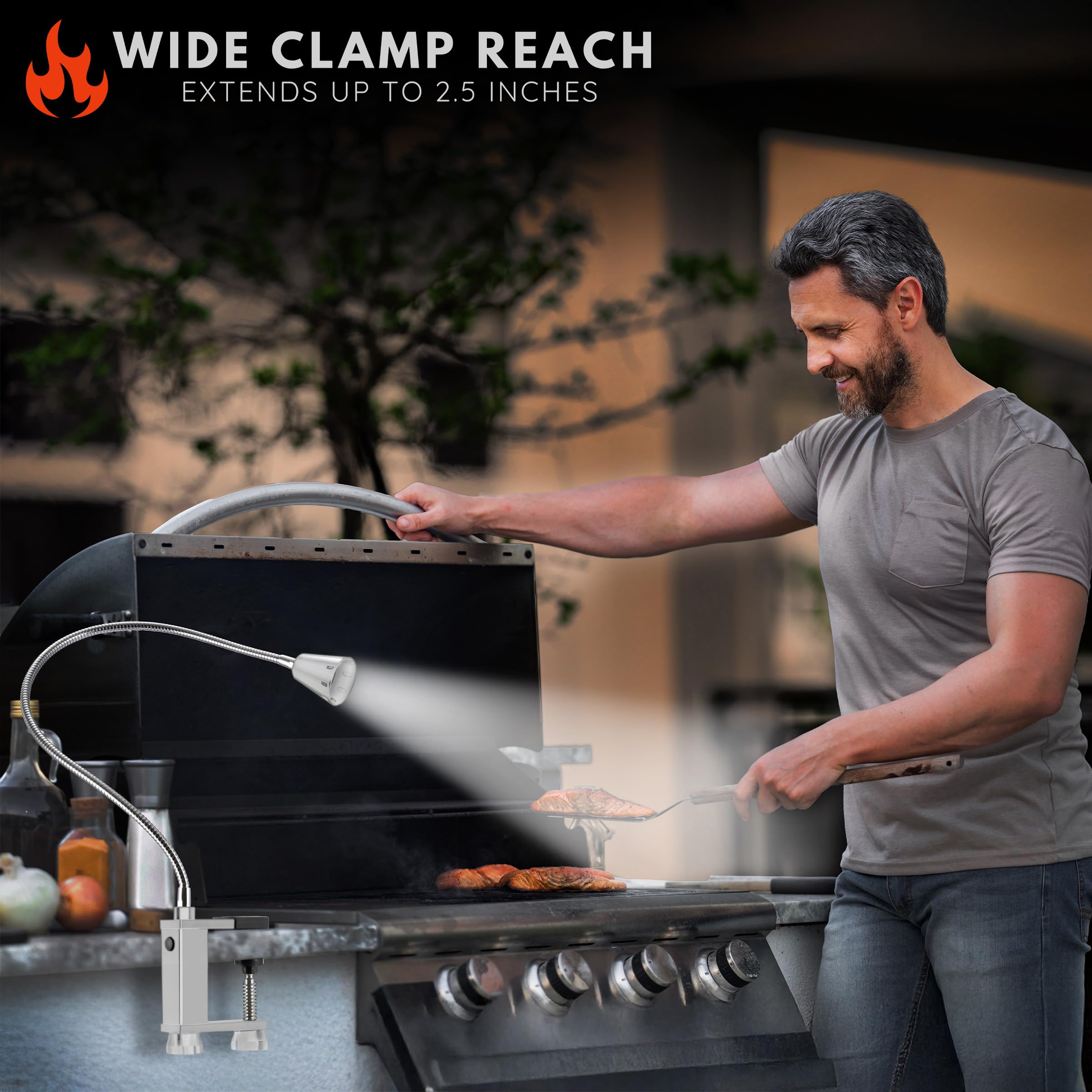 Weather-resistant aluminum body of LED Concepts grill light for outdoor use