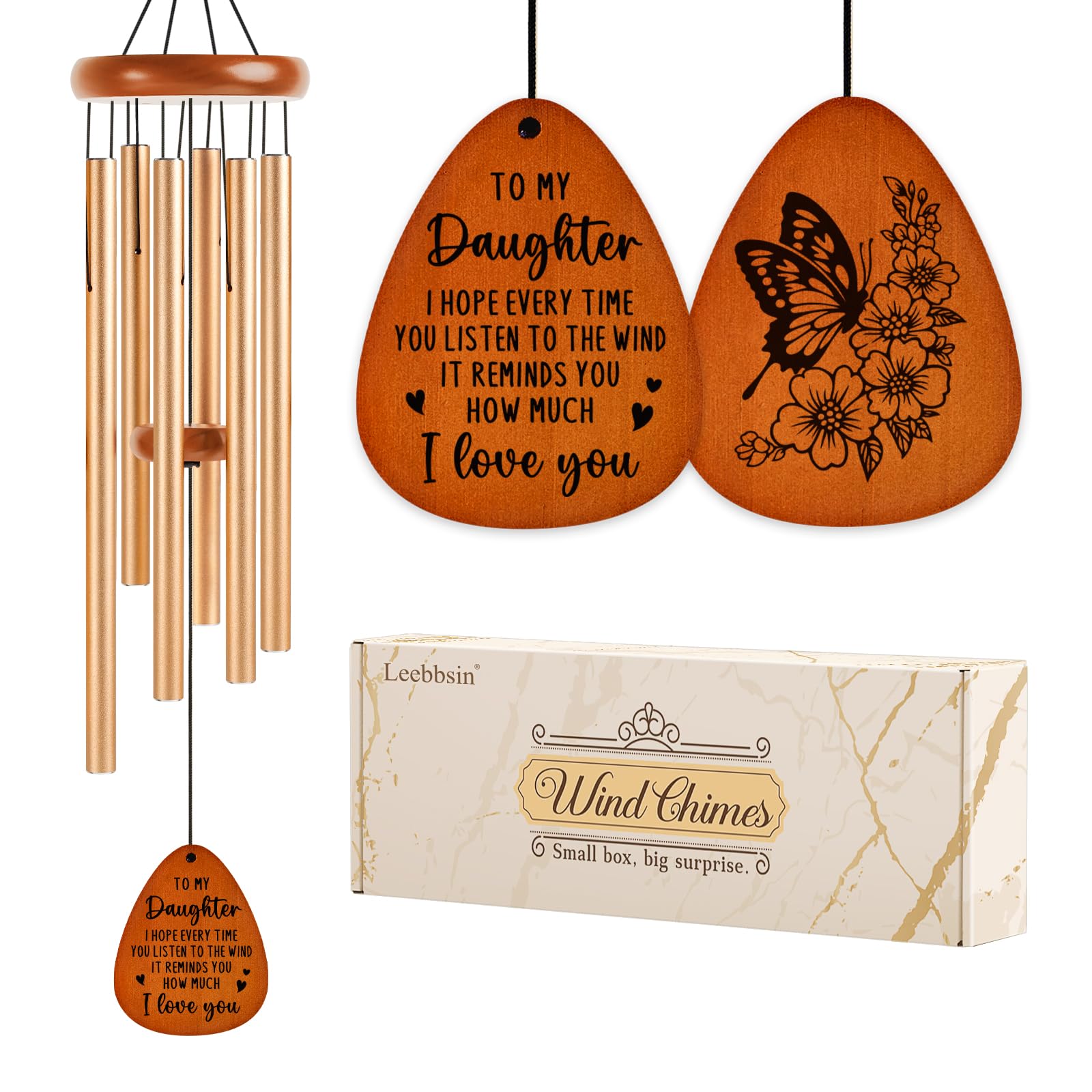 Leebbsin daughter wind chime with six sturdy tubes for outdoor calm.