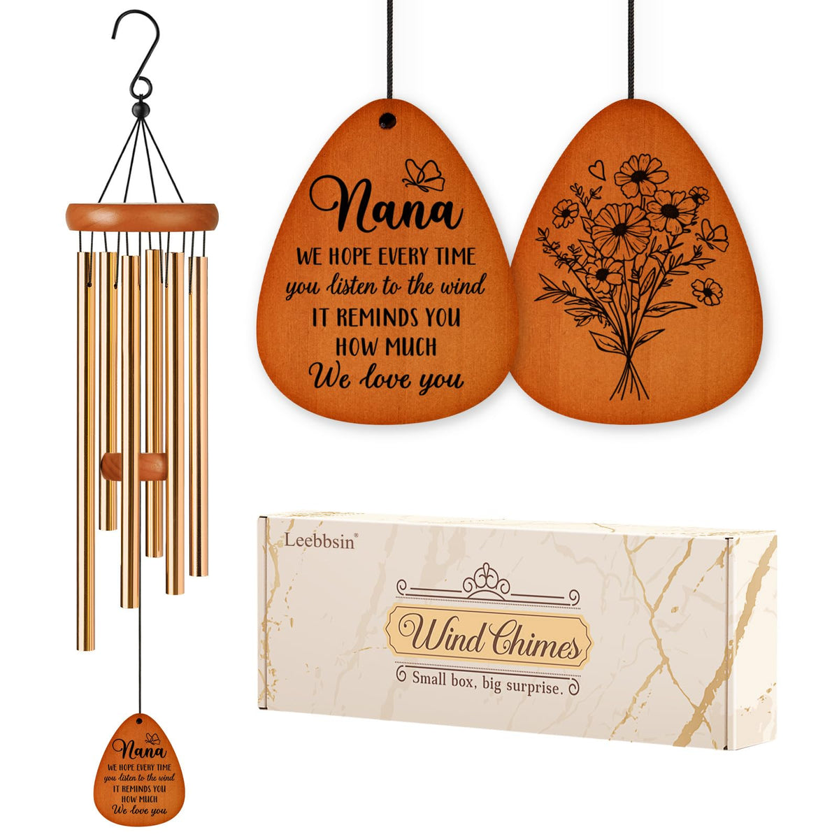 Leebbsin Nana wind chime outdoor display enhances garden serenity
