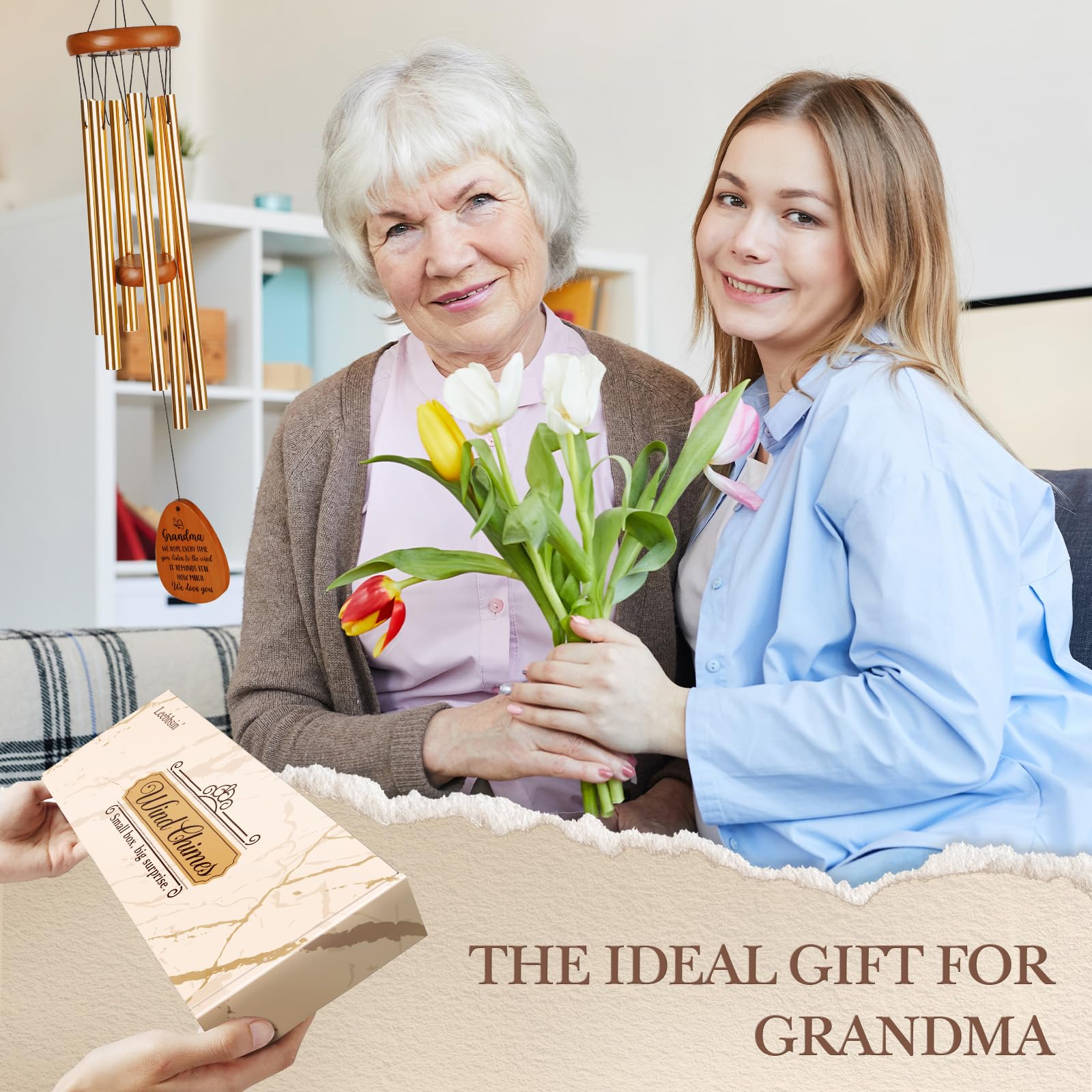 Leebbsin wind chime with flower pattern sail enhances sentiment.