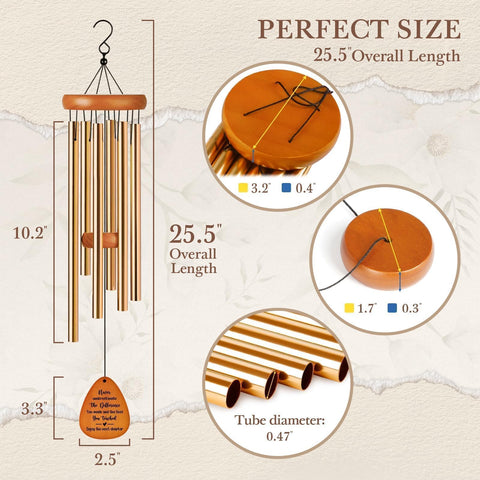 Leebbsin wind chime wooden pendant detail adds natural warmth to any garden.