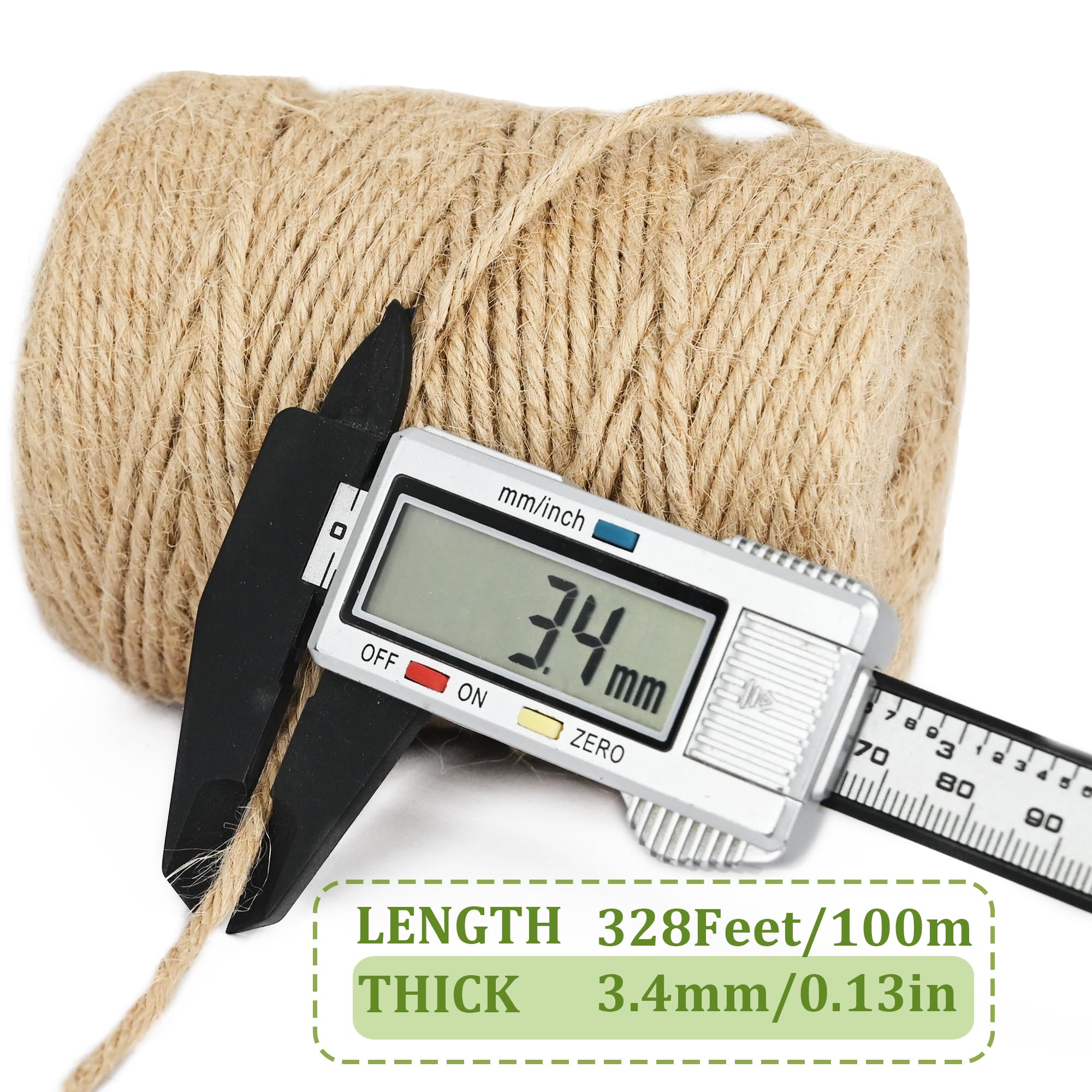 Leecogo 6-ply jute twine close-up reveals strong twisted fibers for heavy-duty binding.
