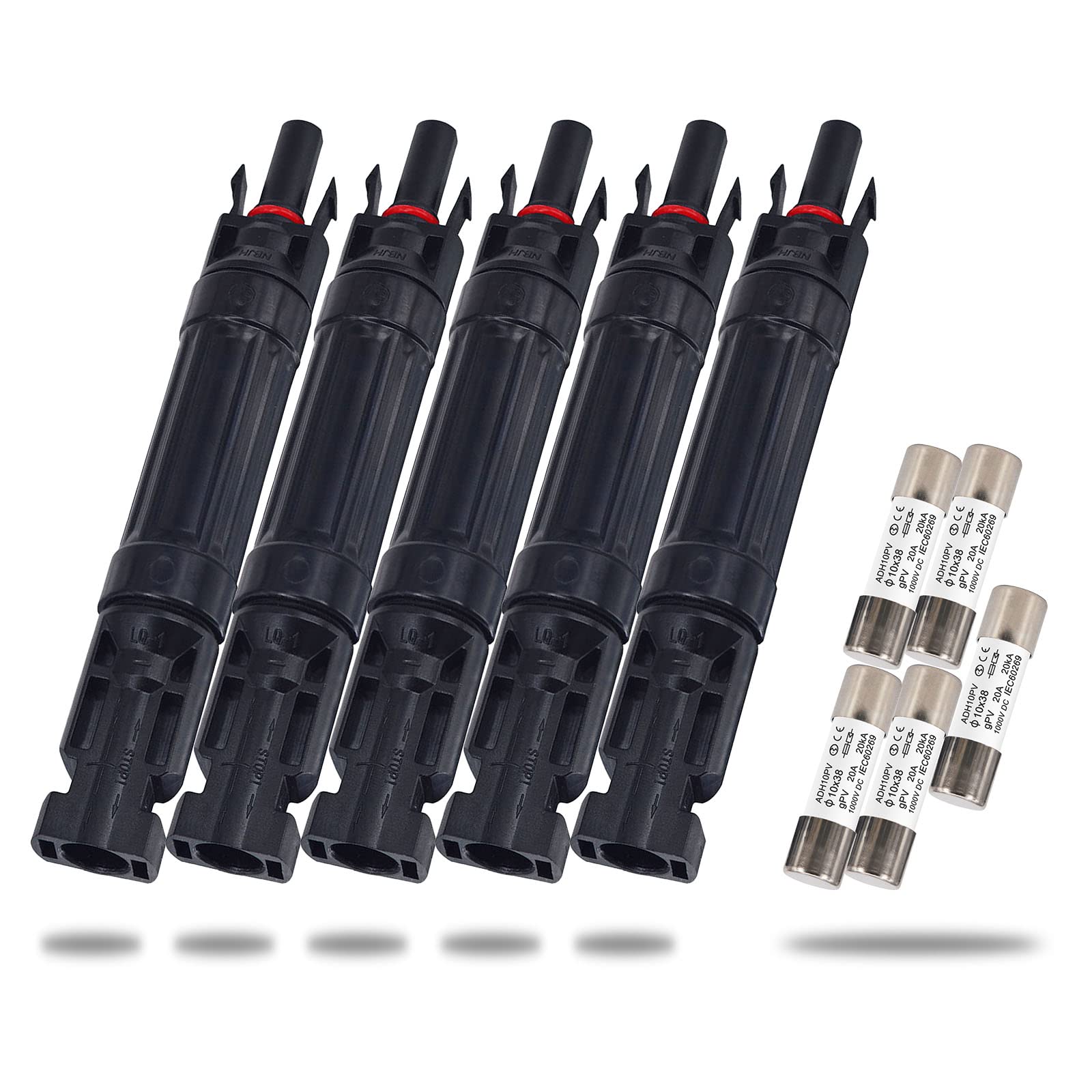 Leehitech inline solar fuse holder with male and female connectors for outdoor protection.