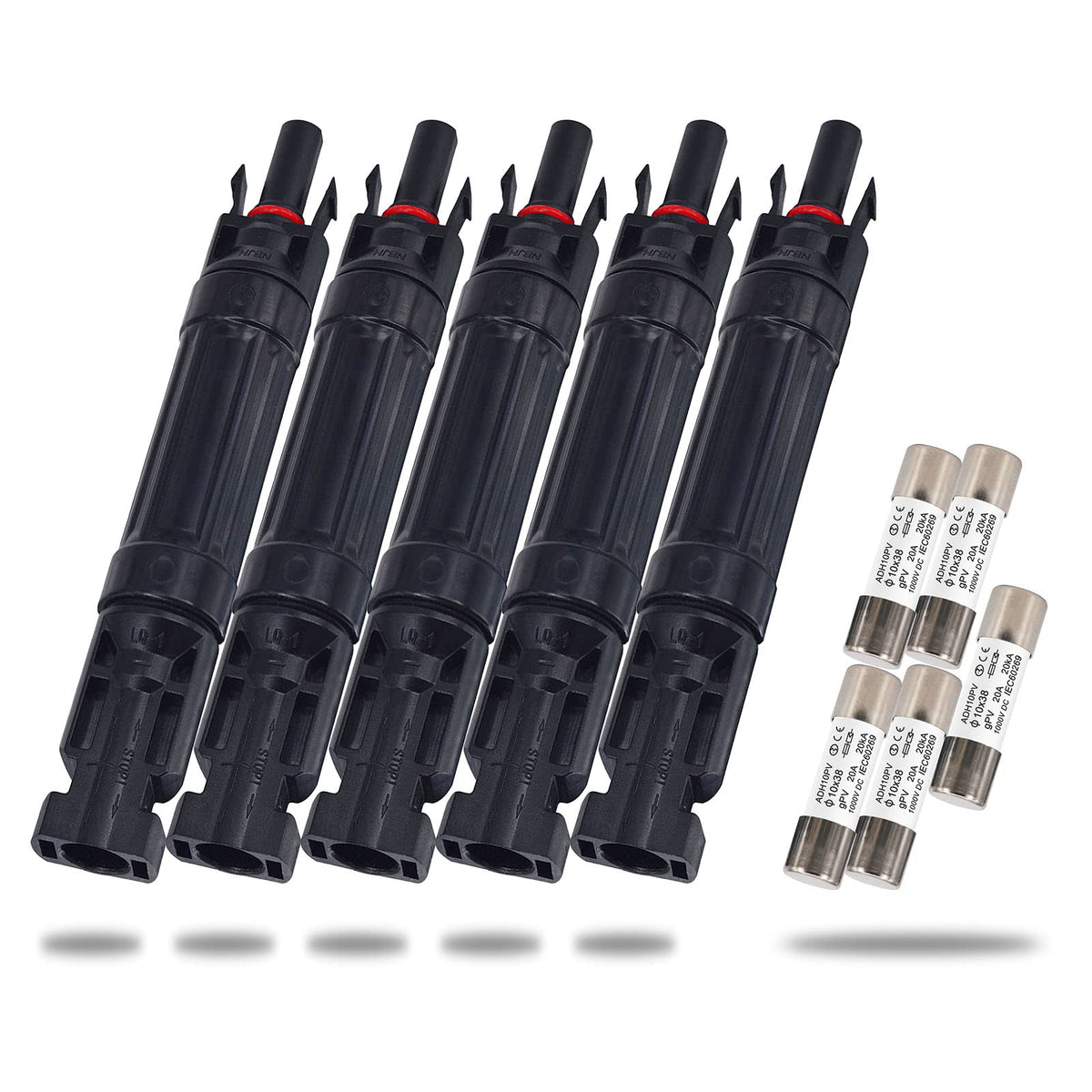 Leehitech inline solar fuse holder with male and female connectors for outdoor protection.