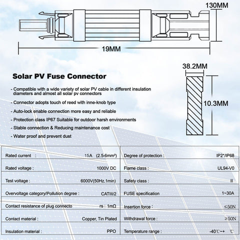 Leehitech inline fuse helps protect solar wiring during outdoor use.
