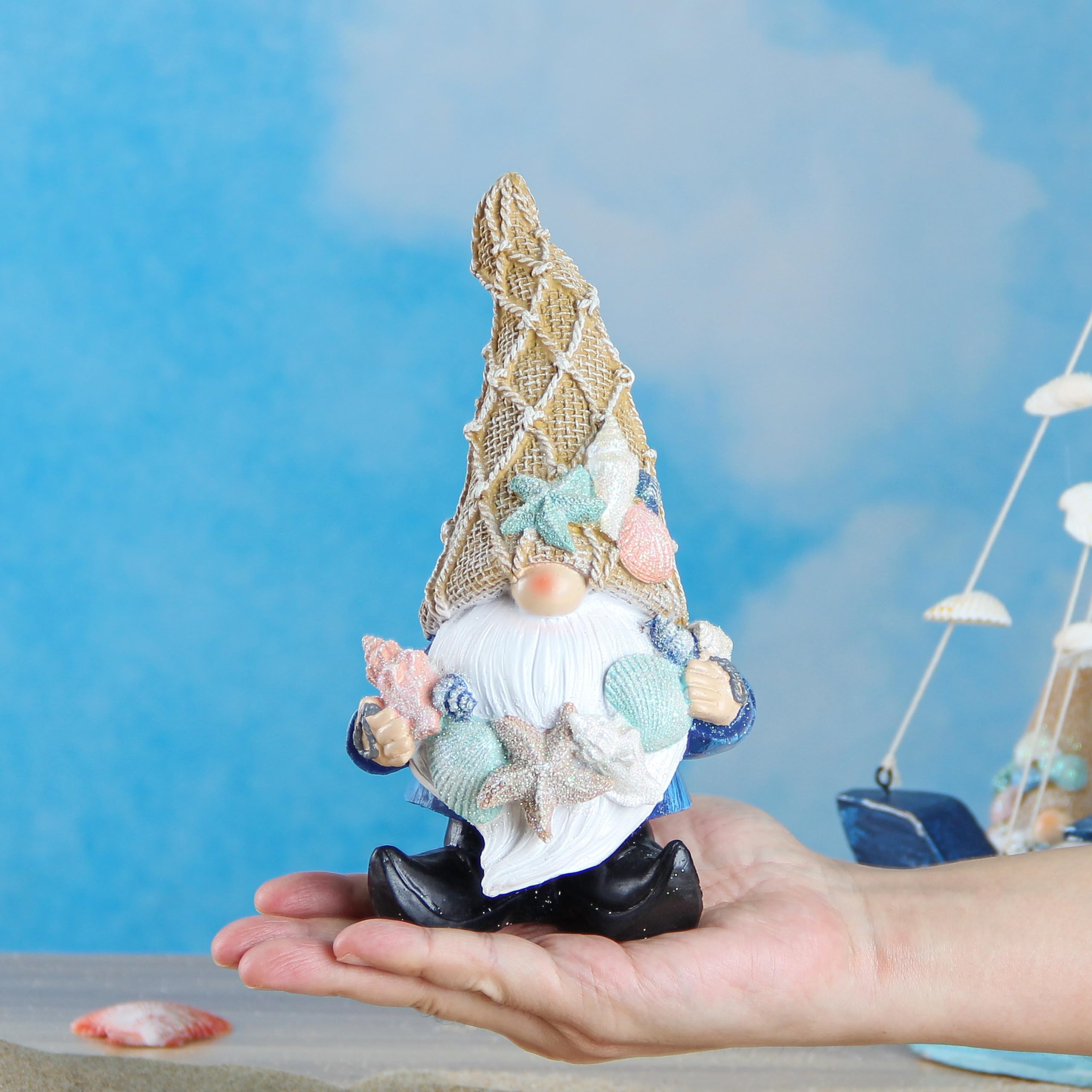 Leekung Ocean Gnome on outdoor patio for durable coastal decor