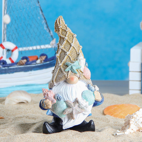 Leekung Ocean Gnome with shells and starfish adds seaside charm to your patio